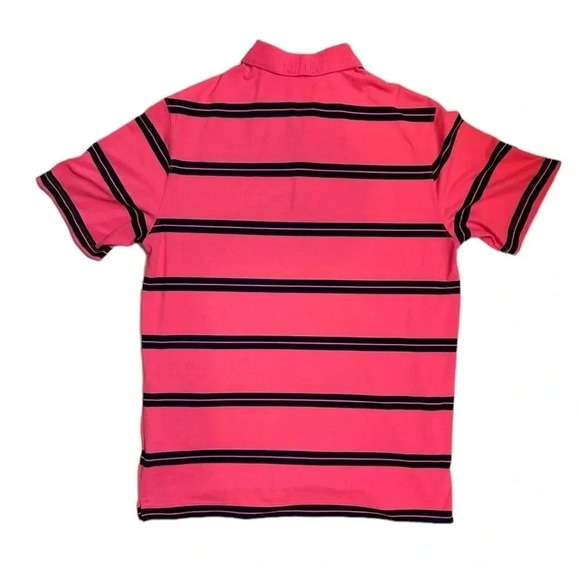 Nike Golf Tour Performance Neon Pink Blue Striped Polo  Shirt Dri-Fit Large - Picture 2 of 8